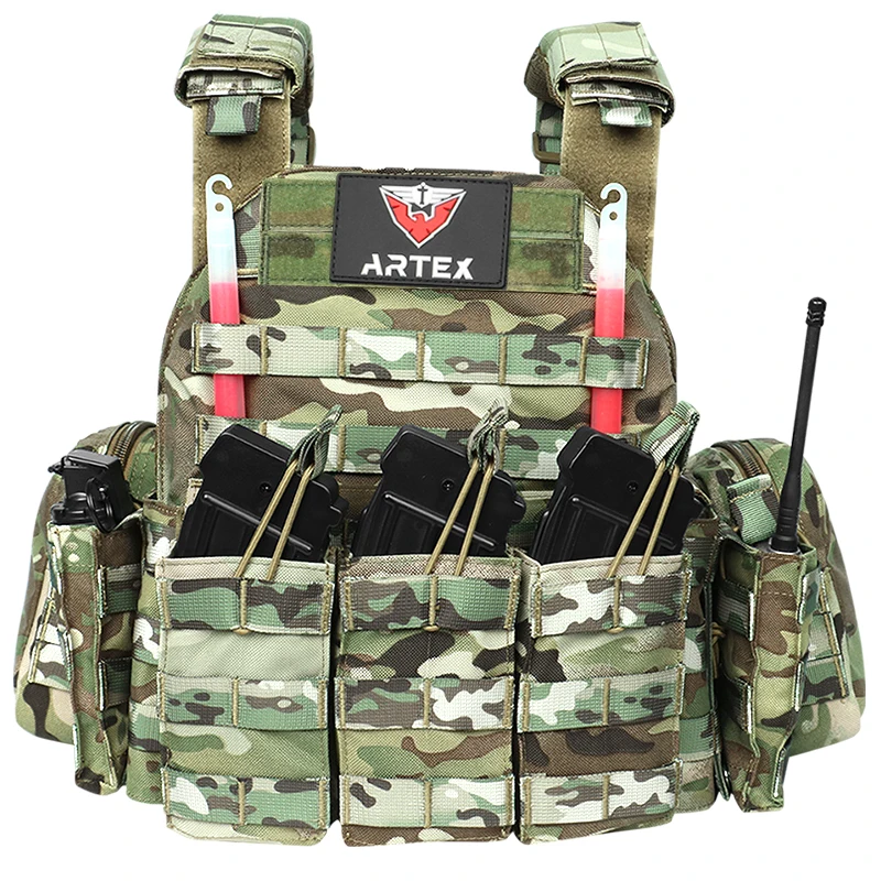 Colete tático Artex-ajustável com porta-placas, airsoft, liberação rápida, 6094k, caça, airsoft, 1000d