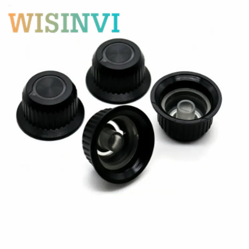 5pcs Light‑Transmitting 180° D‑Shaft Potentiometer Knob Cap 24.5×31×16mm 6mm Half‑Shaft Light Guide Rotary Knob for Amplifier