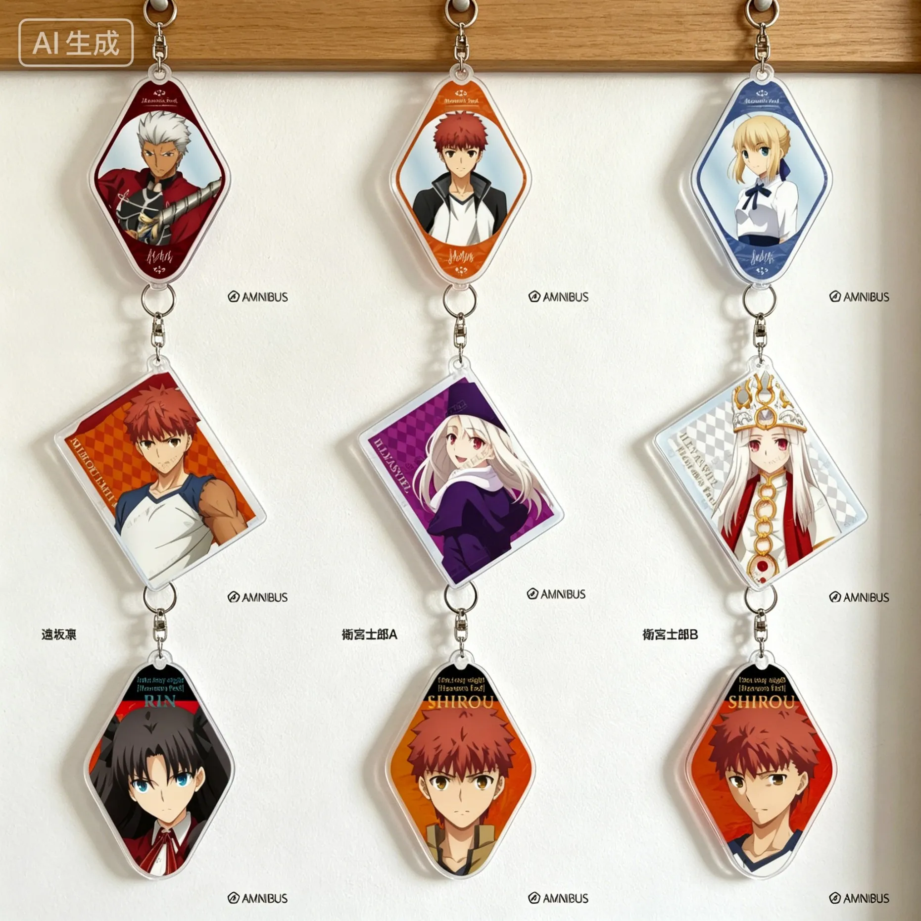 Anime Fate/stay night [Heaven's Feel] Shirou Emiya Sakura Matou Rin Tohsaka Acrylic Pendant Keychains  bag decorations