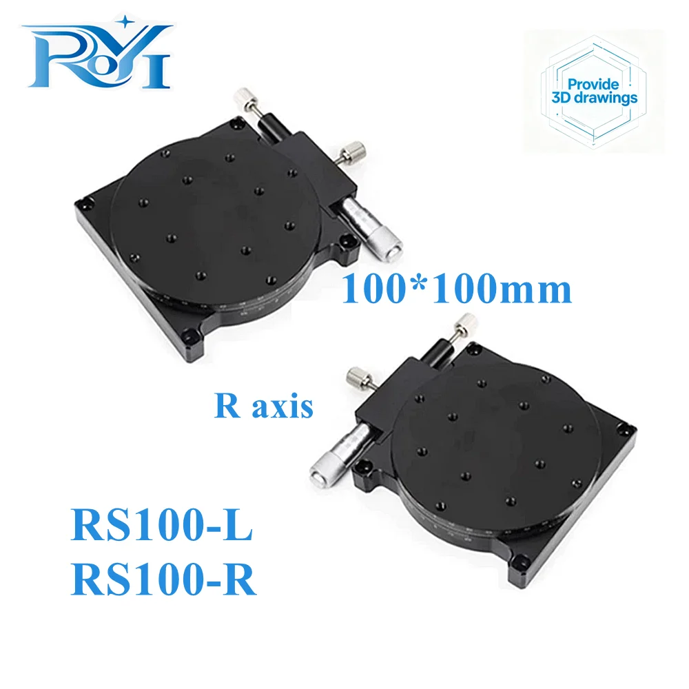 R Axis RS100-L/R 100mm Manual Rotary Stage 360 Degree High Precision Optical Angle Adjustment Micrometer Rotary Slide Platform