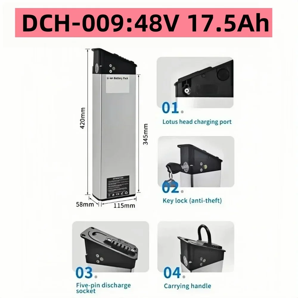 48V/52V 17.5Ah 15Ah 13Ah Vervangende Accu voor Nieuwe Engwe EP-2 Pro Engine Pro Geüpgradede Versie Voor MATE X Fietsaccu DCH-009
