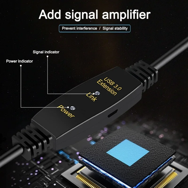 Imagem -03 - Cabo de Extensão Ativo de Usb 3.0 5m 10m com Amplificador Usb 3.0 tipo um Macho ao Cabo Fêmea do Repetidor do Extensor de Usb 3.0