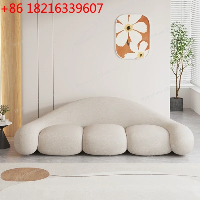 YAO YAO Aesthetic Cute Wool Sofa Living Room Comfortable Designer Recliner Sofa Modern Curved Lounge Divani Da Soggiorno Home Fu