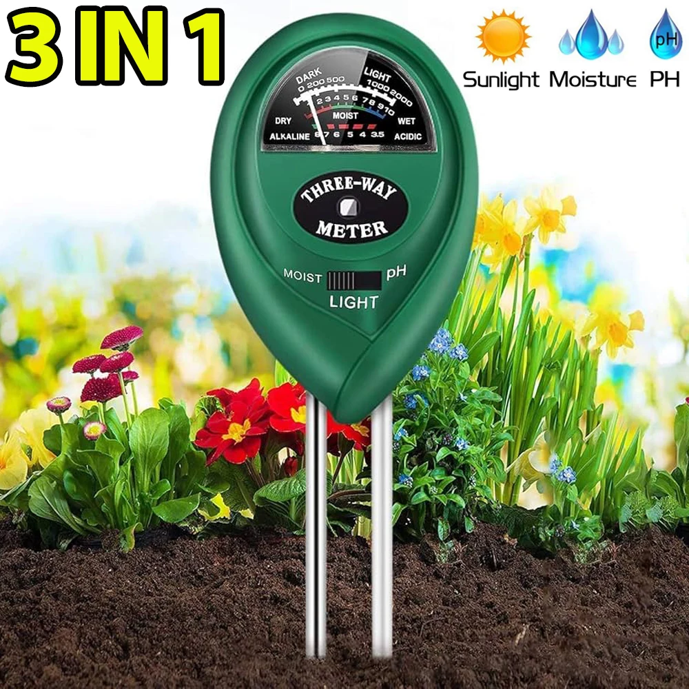 اختبار التربة رطوبة النبات ضوء الشمس PH اختبار الزهور كاشف الرطوبة تستر أداة 2 مجسات أداة مراقبة التربة الرقمية