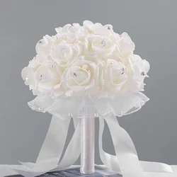 23CM PE foam rosette hand tied bouquets wedding bridal holding flower bouquet for bride