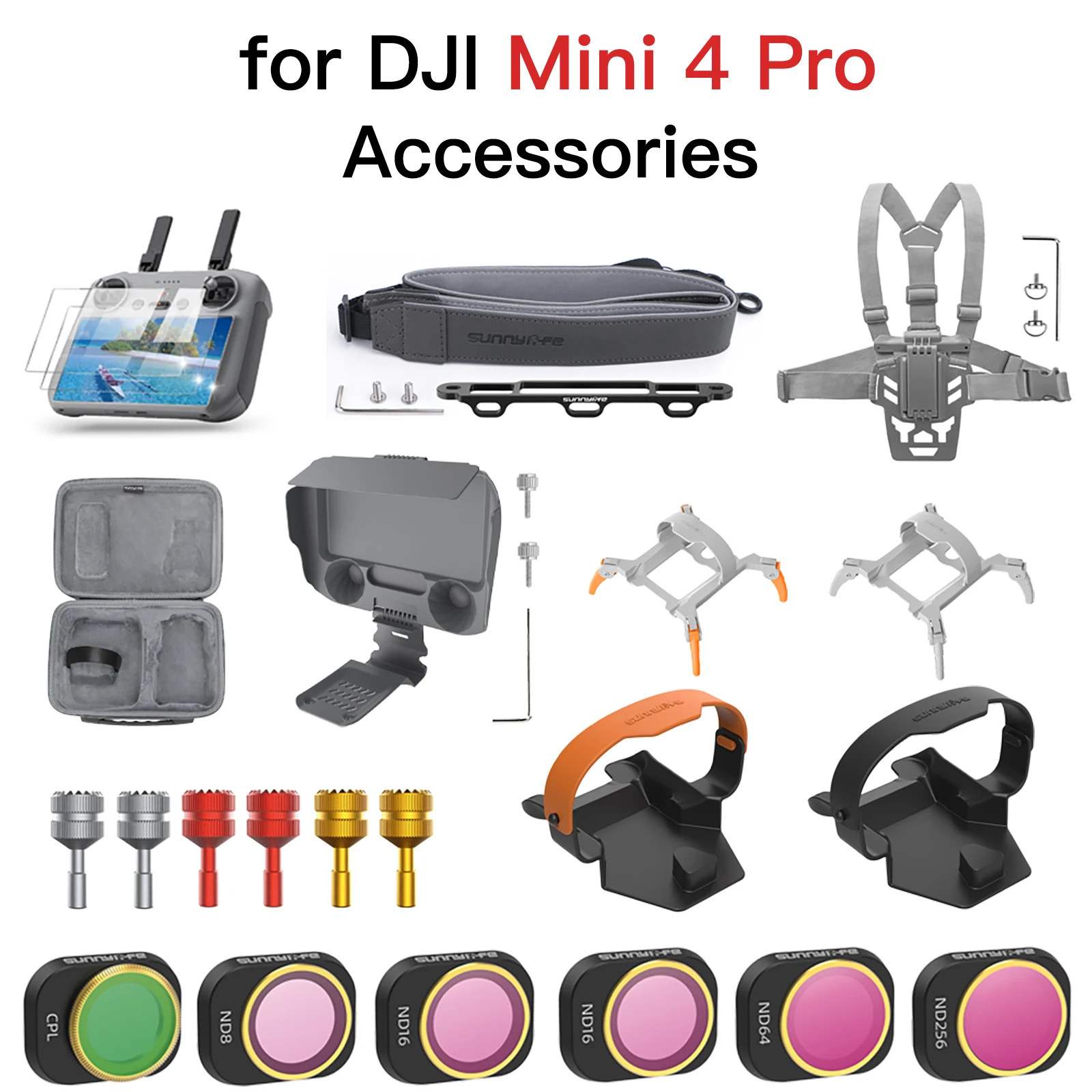 

Lens Filter Kit for DJI Mini 4 Pro RC 2 Accessories Lens Filter Screen Protector Riding Bracket Propeller Guard Storage Bag