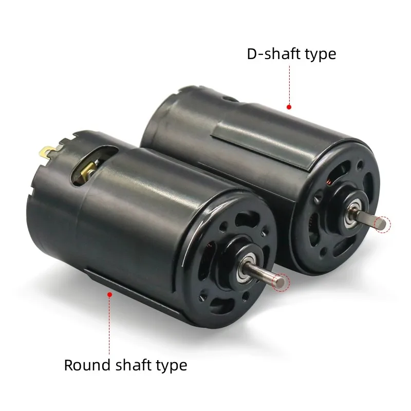 Black 550 DC Motor High Torque Strong Cooling Fan Motor Boat Model Motor D shaft DIY Remote Control Car 7.4V 10400RPM