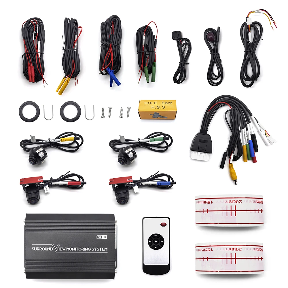 Premium 360° °   Panorama-Nachtsicht-Rückfahrkamera-Kit mit KI-Erkennung und BSD-Alarmsystem für das Auto