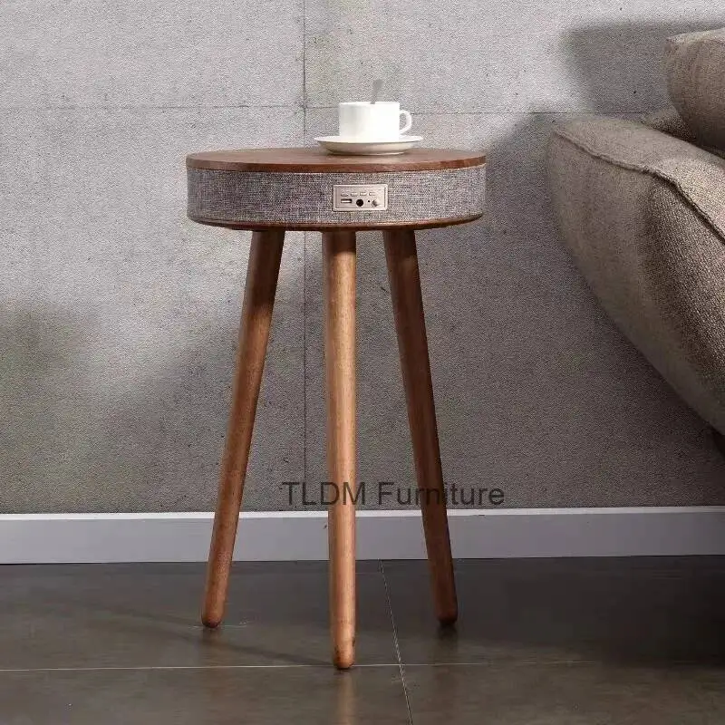 Creative Smart Coffee Table with Hifi Bluetooth Speaker Wireless Charging Nordic Style Living Room Side Table with Stereo Audio