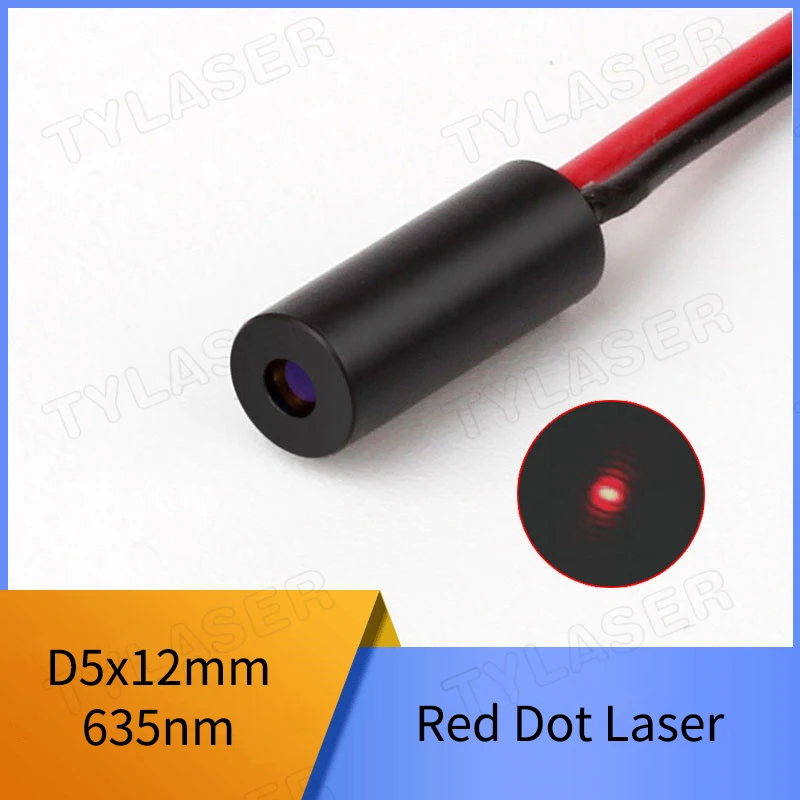 D5x12mm Glass Lens 635nm 0.5mW 1mW 5mW 10mW Red Dot Laser Aluminum Material Laser Diode Module Industrial Grade APC Driver