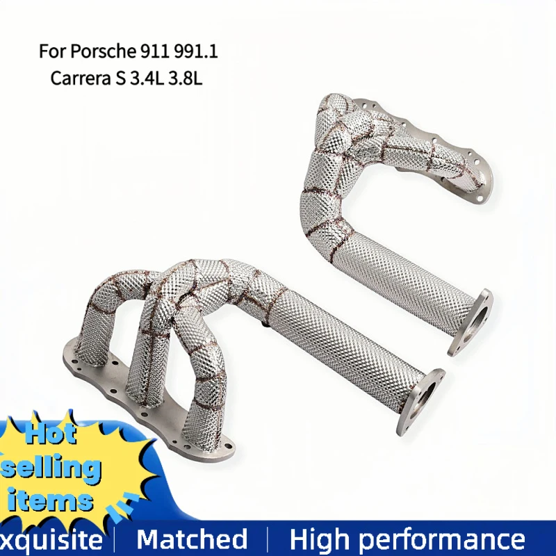 Performance Exhaust Pipes Headers for Porsche 911 991.1Carrera S 3.4L 3.8L Straight Through Manifold with Thermal Heat Shielding