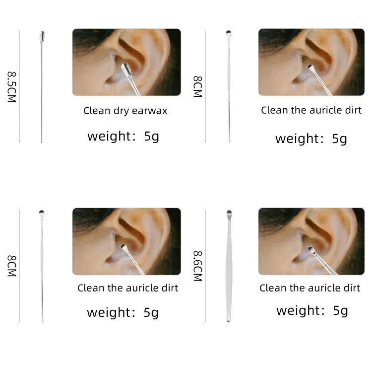Stainless Steel Earwax Remover Kit 6 Piece Ear Cleaning Tools_voghion.com