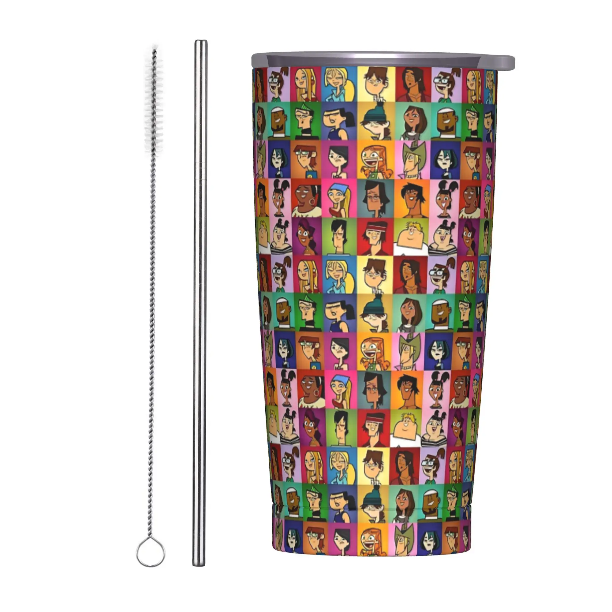 Totals Dramas Blocks Insulated Tumbler with Straws Lid  Stainless Steel Thermal Mug Office Home Car Bottle Cup, 20oz