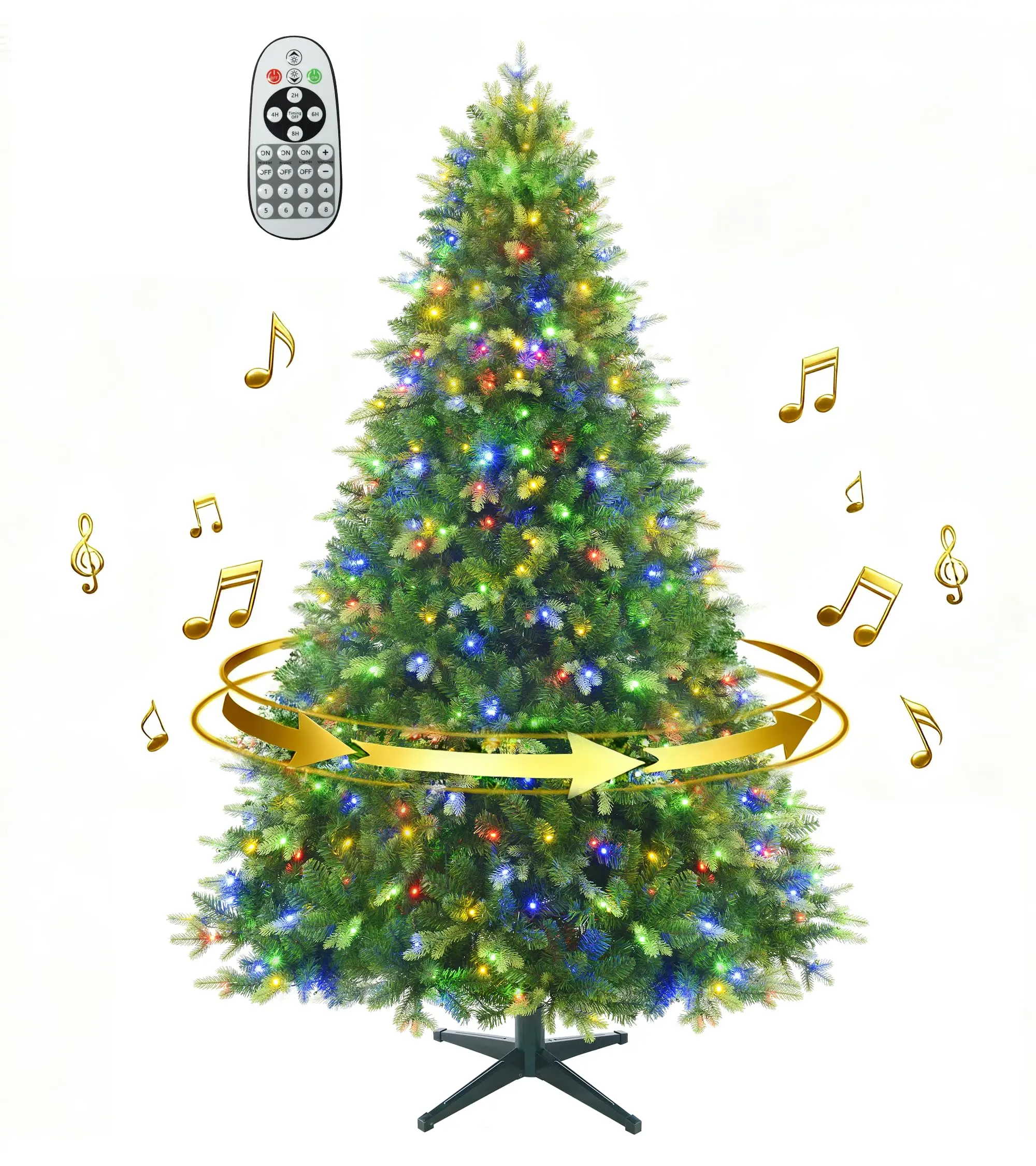 Pre-Lit Rotating Christmas Tree, 6.5FT Artificial for Home Decor