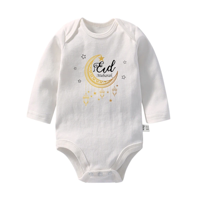 My First Eid Baby Bodysuits Cotton Long Sleeve Eid Mubarak Rompers Boys Girls 1st Ramadan Clothes Islamic Muslim Holiday Outfits