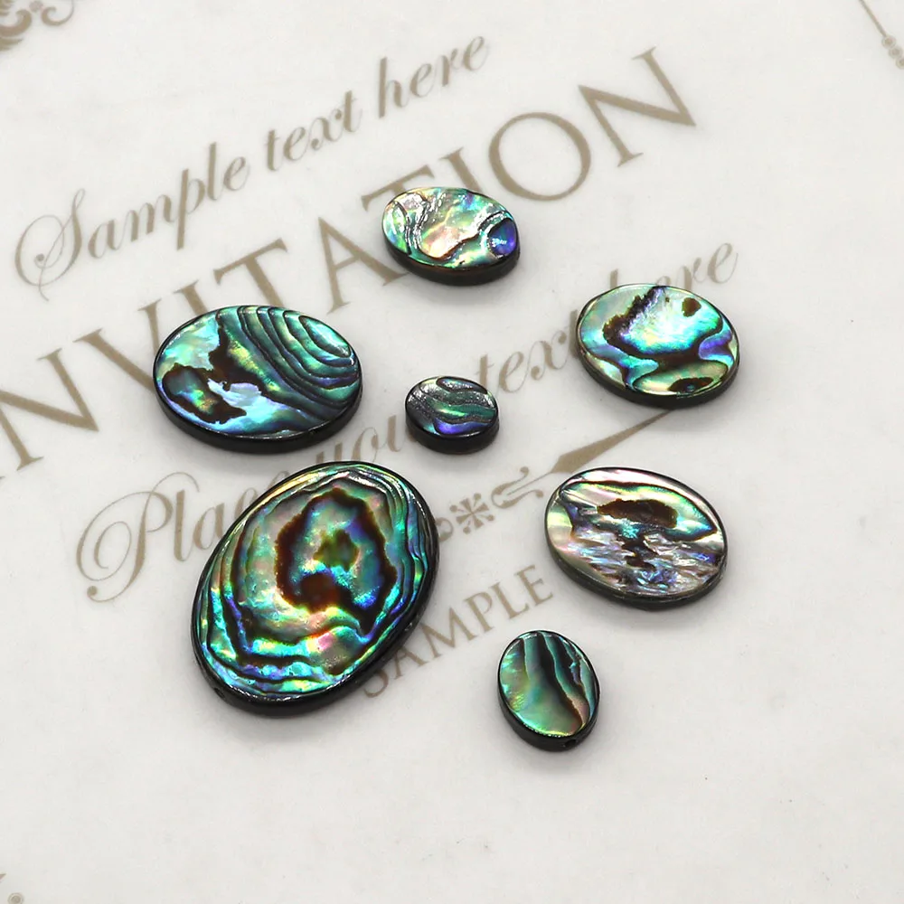 Natural Abalone Shell Oval Loose Beads for Fashion Jewelry Making DIY Earrings Necklace Bracelets Egg-shaped Charms Accessories