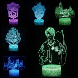 Harry Potter 3D Night Light Quidditch Hogwarts Gryffindor Slytherin Lamp Figure Toys Led Creative toys for Home Decor Gifts