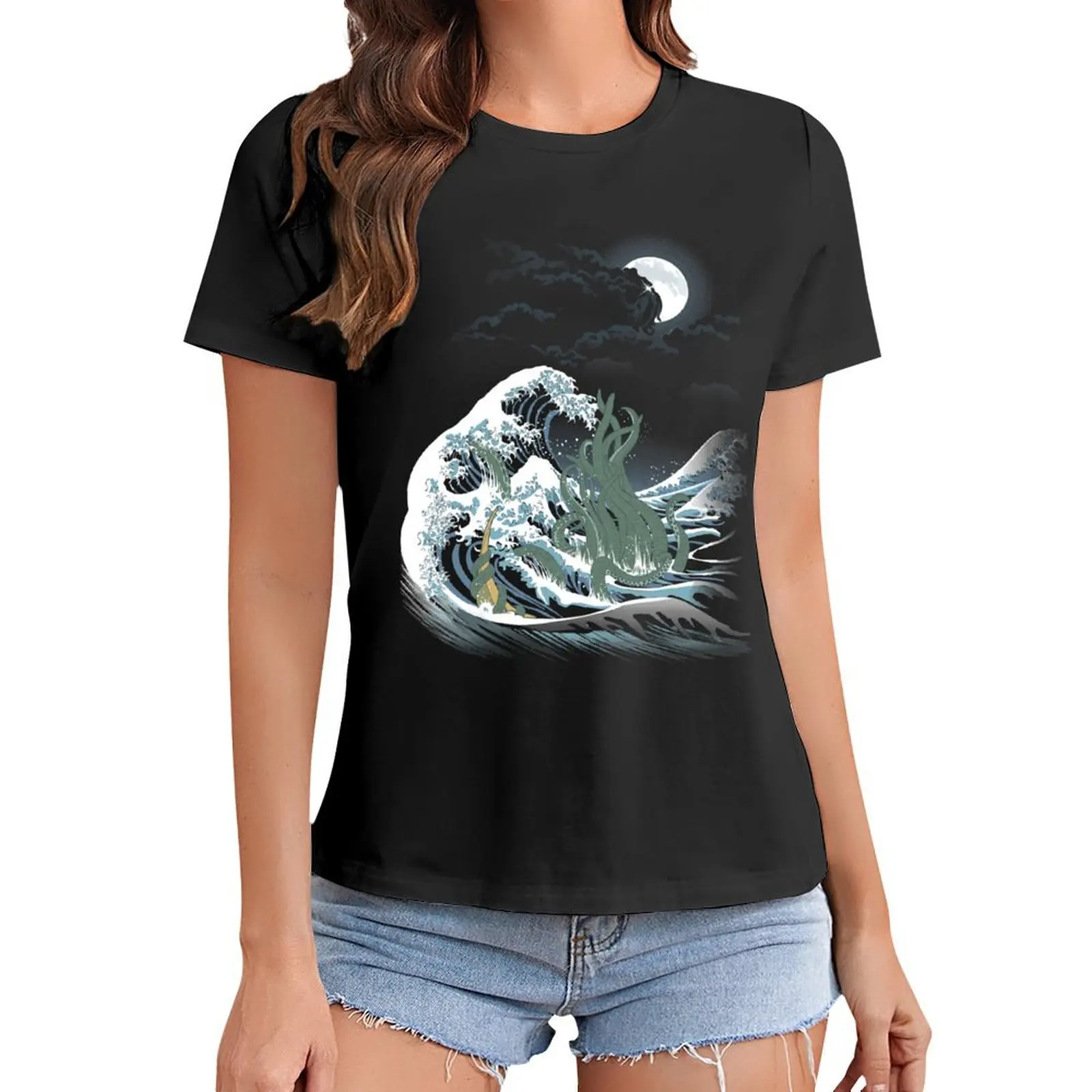 

The Wave Off R'lyeh T-Shirt sweat anime cute clothes t shirt Women