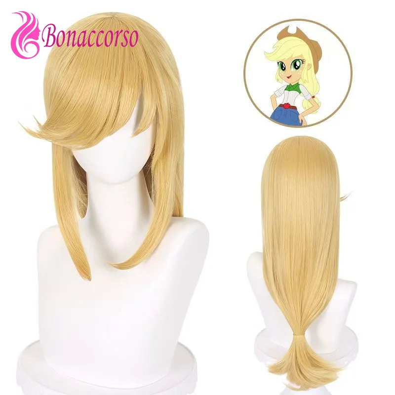 

Applejack Pony Friends Cosplay Wig Yellow Synthetic Long Straight Wig The Pony Cartoon Anime Coser Cute Girl Wig Halloween Party
