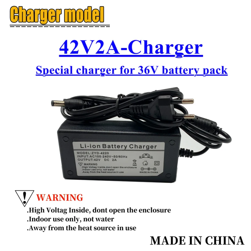 36v 10400mAh Lithium ion Battery 10ah li-ion with BMS for 500w 350w Bike Wheelbarrow Scooter + 2A Charger