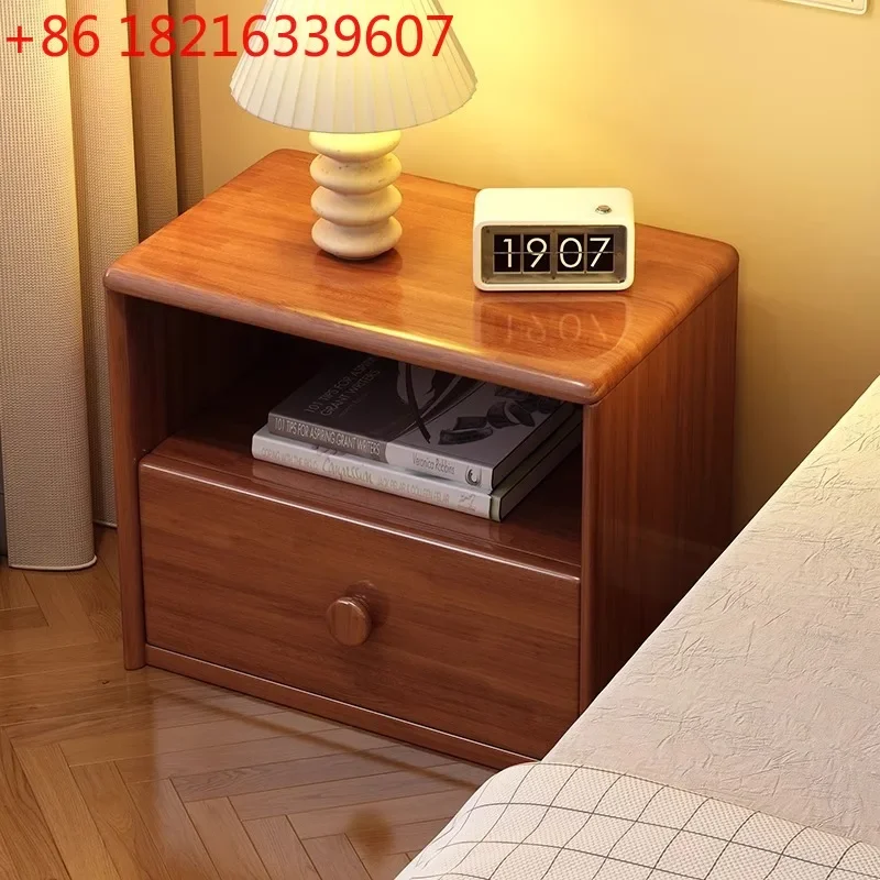 All solid wood bedside table simple modern small bedside storage cabinet household bedroom multi-function