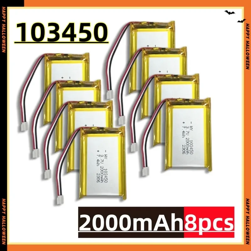 103450   3.7V 2000mAh akumulator litowo-polimerowy Jst PH 2.0mm 2pin wtyczka do kamery nawigator GPS MP5 zestaw słuchawkowy Bluetooth