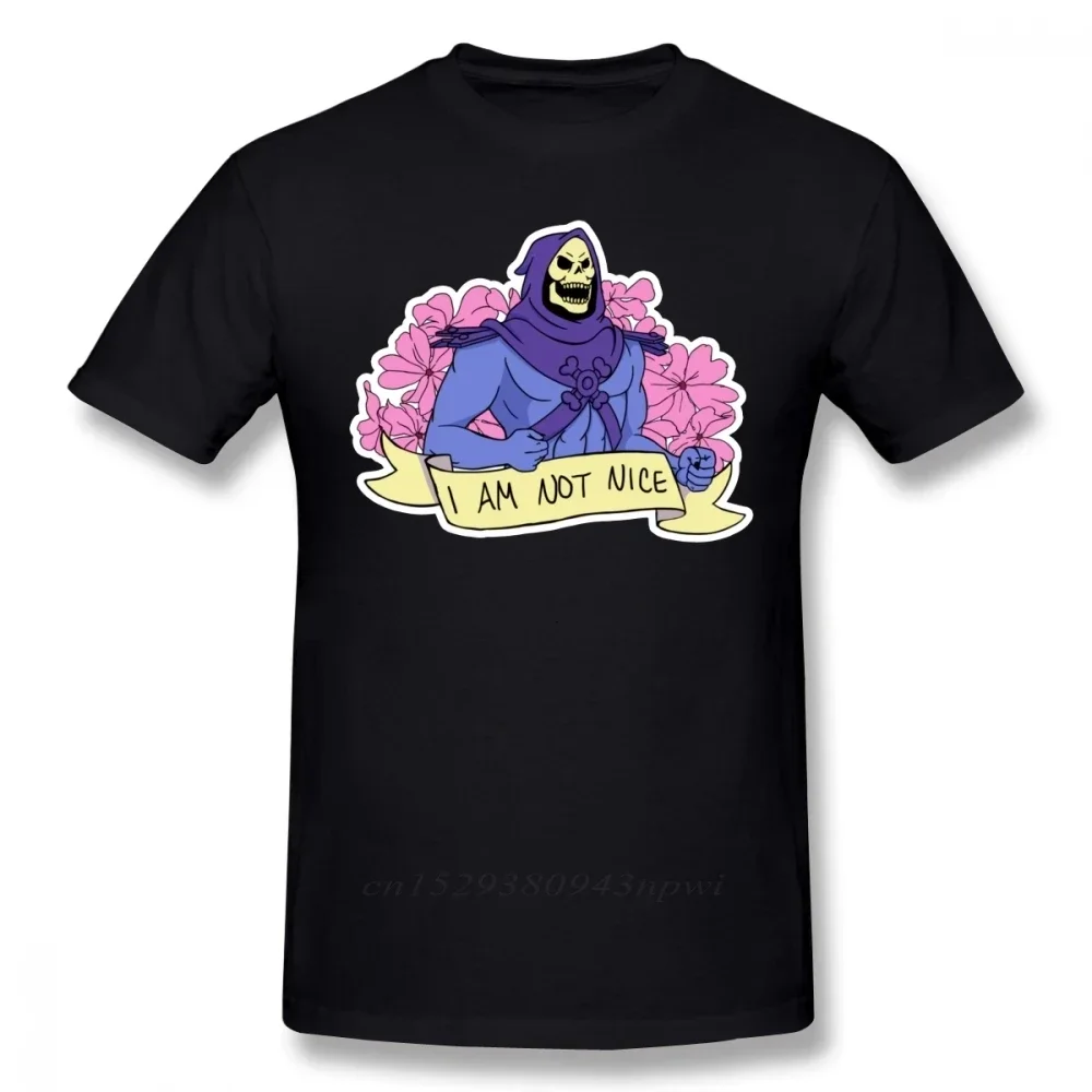 Skeletor T Shirt I AM NOT NICE T-Shirt Printed Man Tee Shirt Oversize 100% Cotton Cute Summer Short Sleeve Tshirt