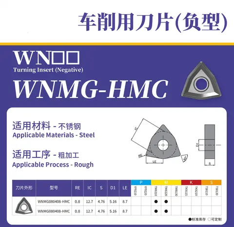 WNMG080404 WNMG080408 WNMG080412-HMC TM8210 TM8220 초경 인서트 WNMG 인서트