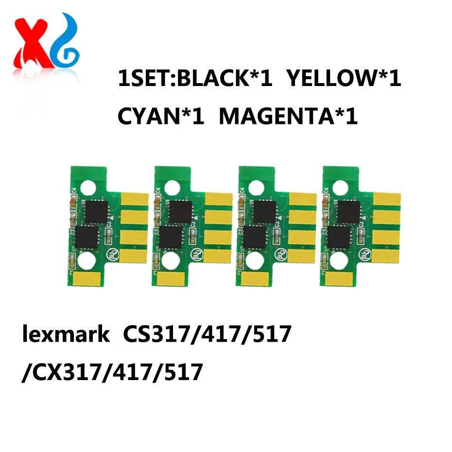 

4PCS 3K 2.3K Toner Cartridge Chip For Lexmark CS317 CS417 CS517 CX317 CX417 CX517 CS317dn CS417dn CS517de CX317dn CX417de CX517