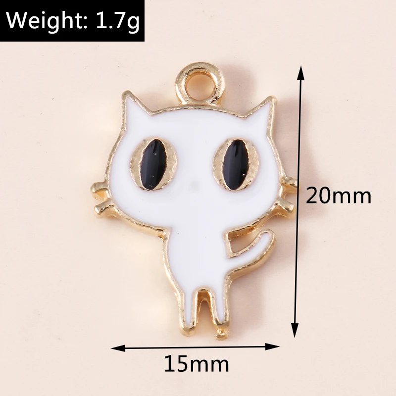 10 Stück niedliche, gemischte Emaille-Anhänger in Tierform (Katze, Eule, Pinguin) für die Schmuckherstellung, Halsketten, Ohrringe, Armbänder, DIY-Bastelbedarf – Detail 9