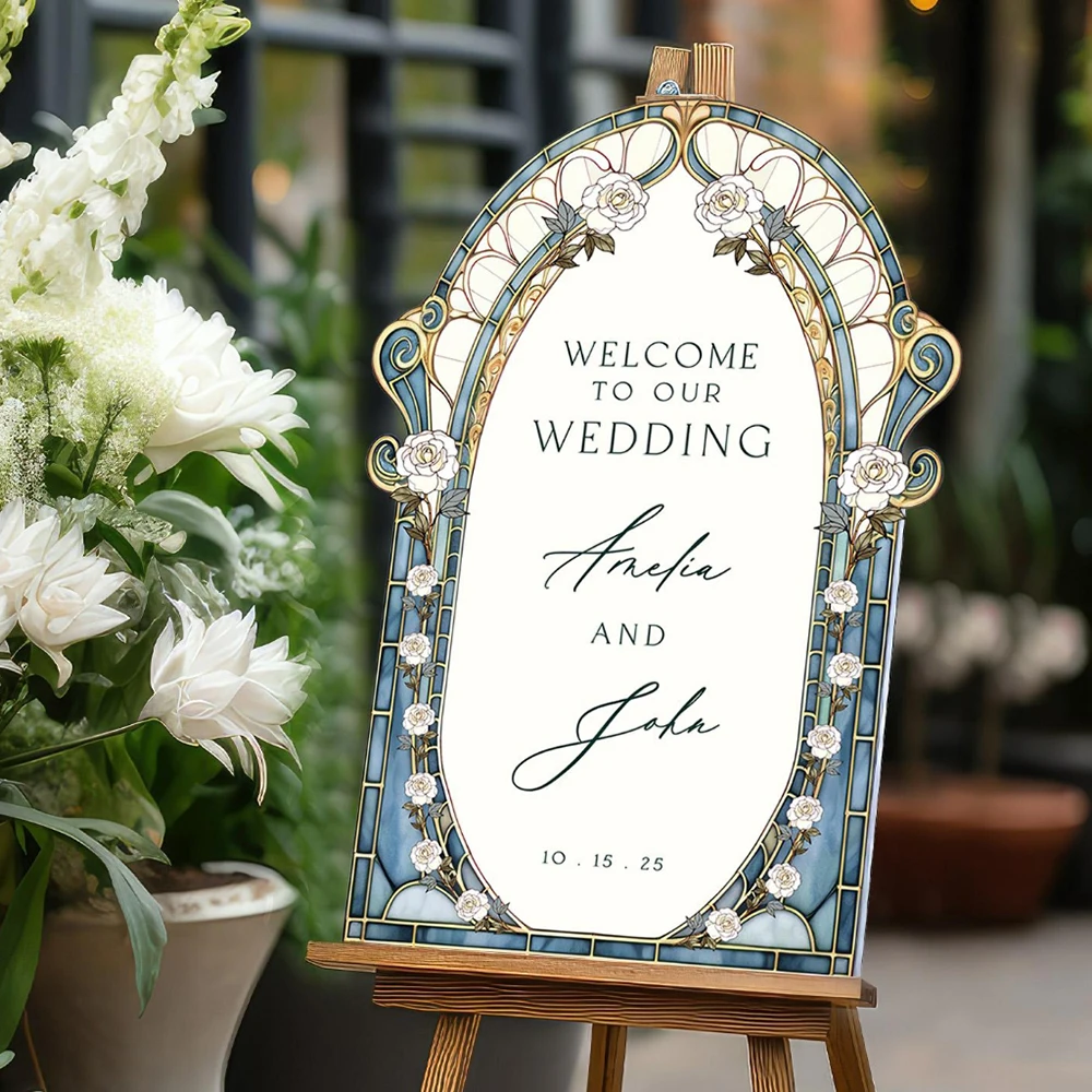 

Welcome Wedding Mirror Vinyl Stickers Bridal Shower Welcome Sign Custom Name Decal Birthday Engagement Party Wall Stickers