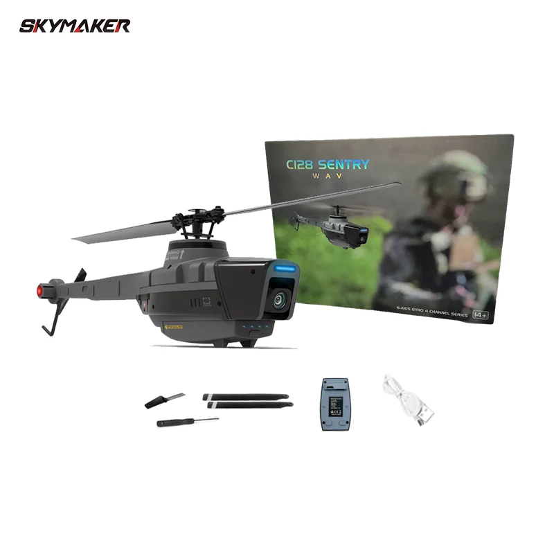 C128 helikopter RC 2.4G 6G System 4CH pilot 1080P kamera Wifi FPV 6-osiowy Sentry zdalnie sterowany dron helikopter helikopter RC zabawka dla