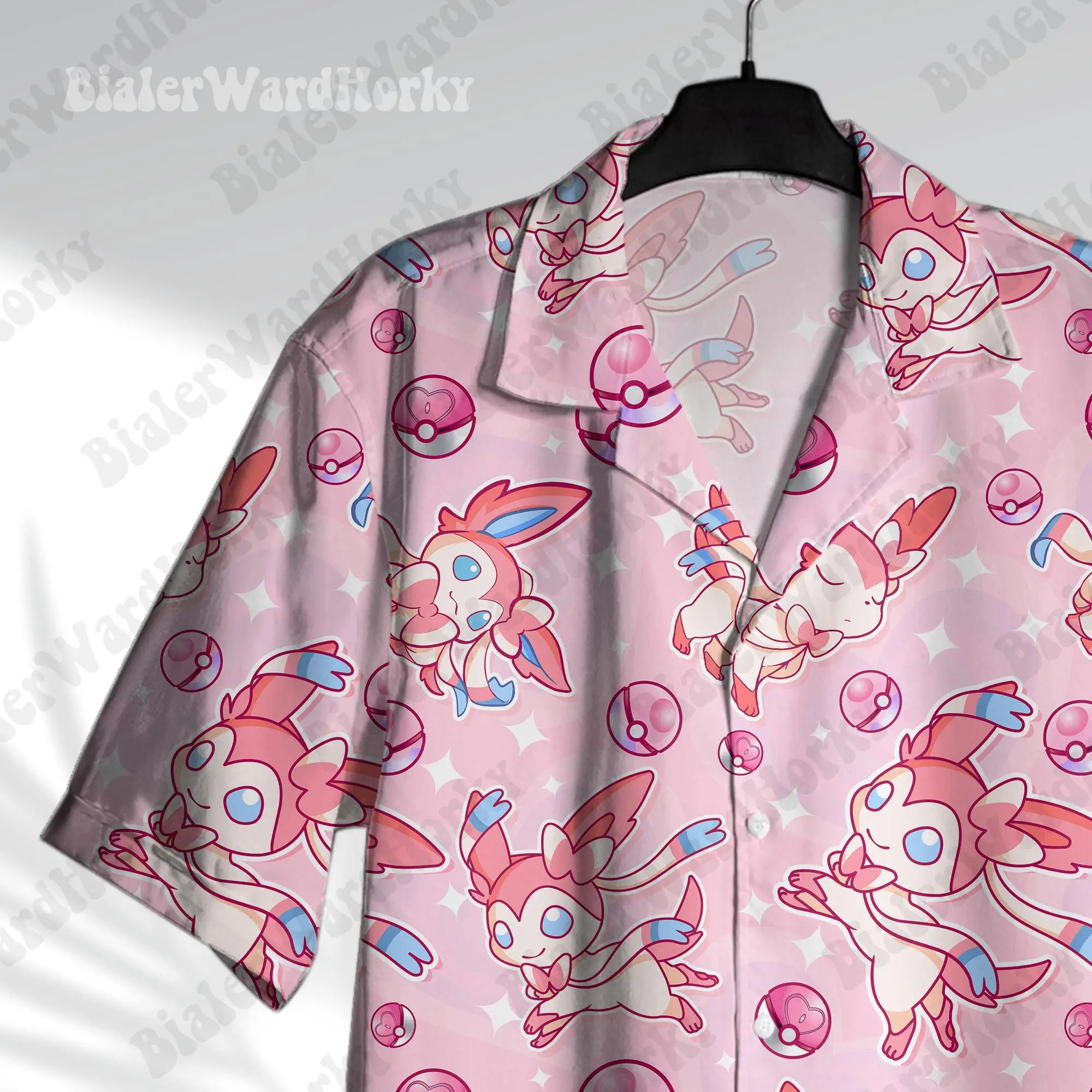 Fairy Evolution Süßes Hawaii-Hemd Pokémon Sylveon Grafik-T-Shirt Sommer Freizeit Herren-T-Shirt Kinderkleidung T-Shirt Y2k Frau ﻿ – Detail 6