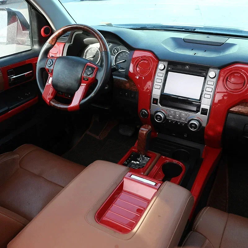 

For 2014-2021 Toyota Tundra ABS red car inner handle frame cover decoration sticker car interior accessories