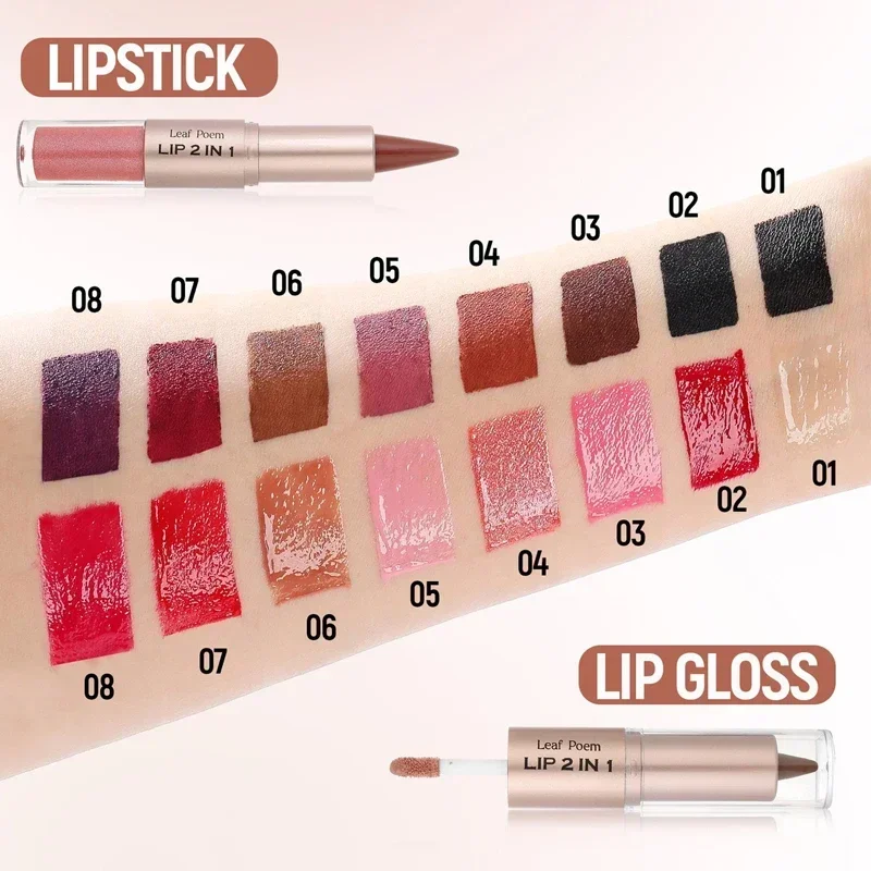 Double Head Tapered Lip Liner Lipstick And Mirror Lip Gloss 2 In1 Velvet Lipstick Outline Contour Lipliner Moisturizing Lipgloss