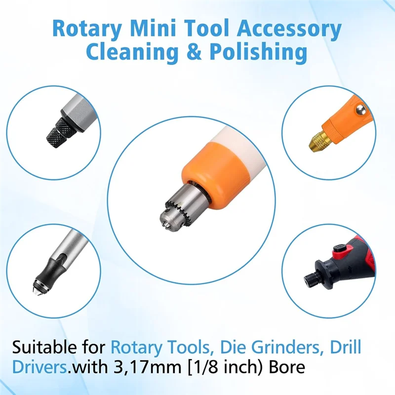 【Nuovo-Vendita】Kit di ruote per lucidatura - Ruote per lucidatura da 110 pezzi per Dremel, include accessori con gambo da 1/8" per utensili Dremel