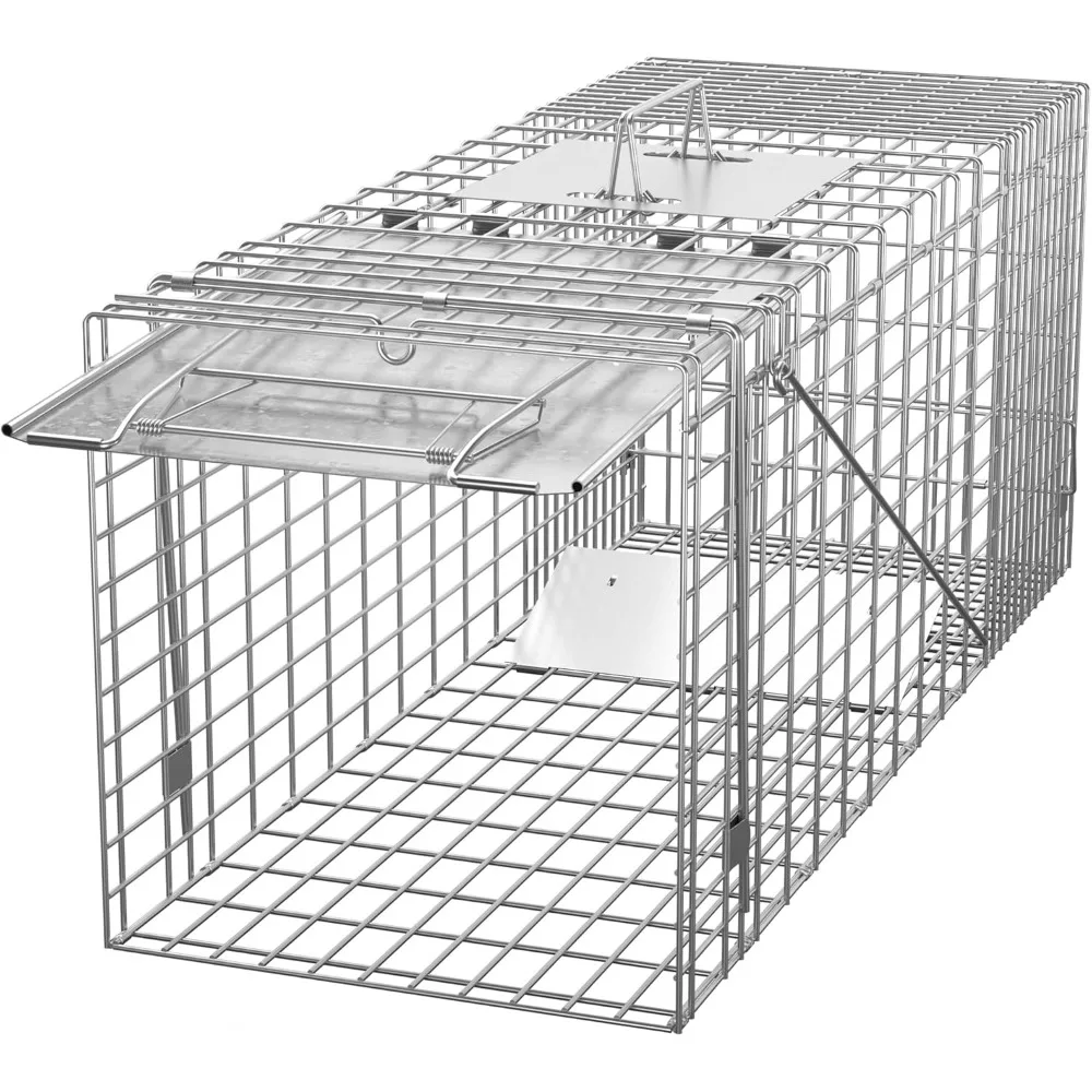 

Live Animal Cage Trap 32" X 12.5" X 12" w/Iron Door Steel Cage Catch Release Humane Rodent Cage