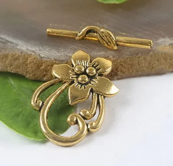 3sets dark gold big flower toggle clasps HWH0180 for jewelry making