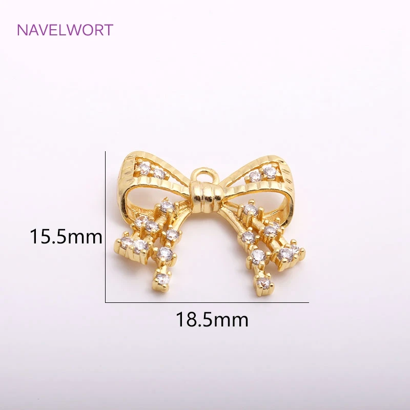 Trendy Korean Butterfly Knot Charms For Earring Making Parts,Brass 14K Gold Plating Fashion Crystal Hollow Butterfly Pendants