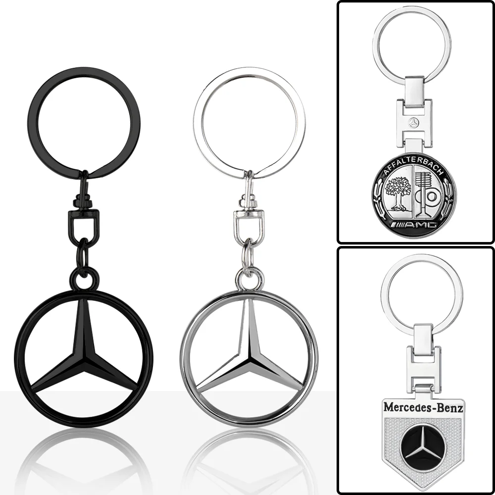 1pc 3D Metal Car Styling Keychain For Mercedes Benz AMG W202 W203 W204 W211 W212 GLC GLE E Key Chain Key Rings Auto Accessories