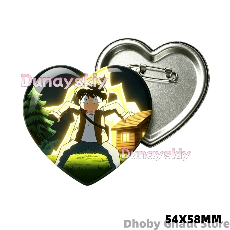 Fight! Nakamura-kun Heart Shaped Badge 54x58mm Nakamura Character Pin Brooch Fans Cosplay Accessory & Halloween Costume Decor