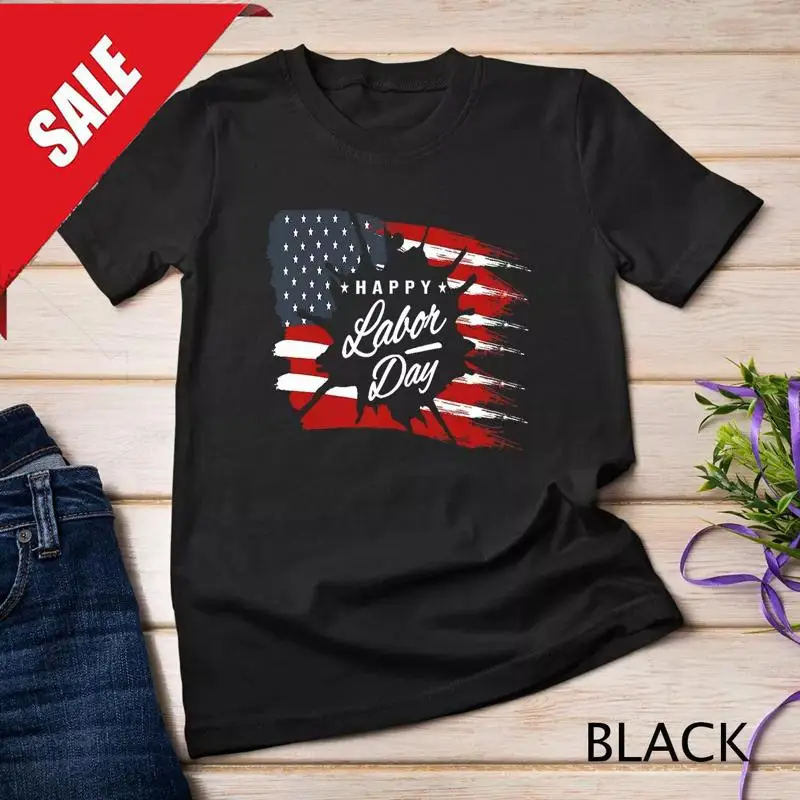 

Happy Labor Day Tshirt American Flag Tee - T-Shirt Gift Unisex T-shirt