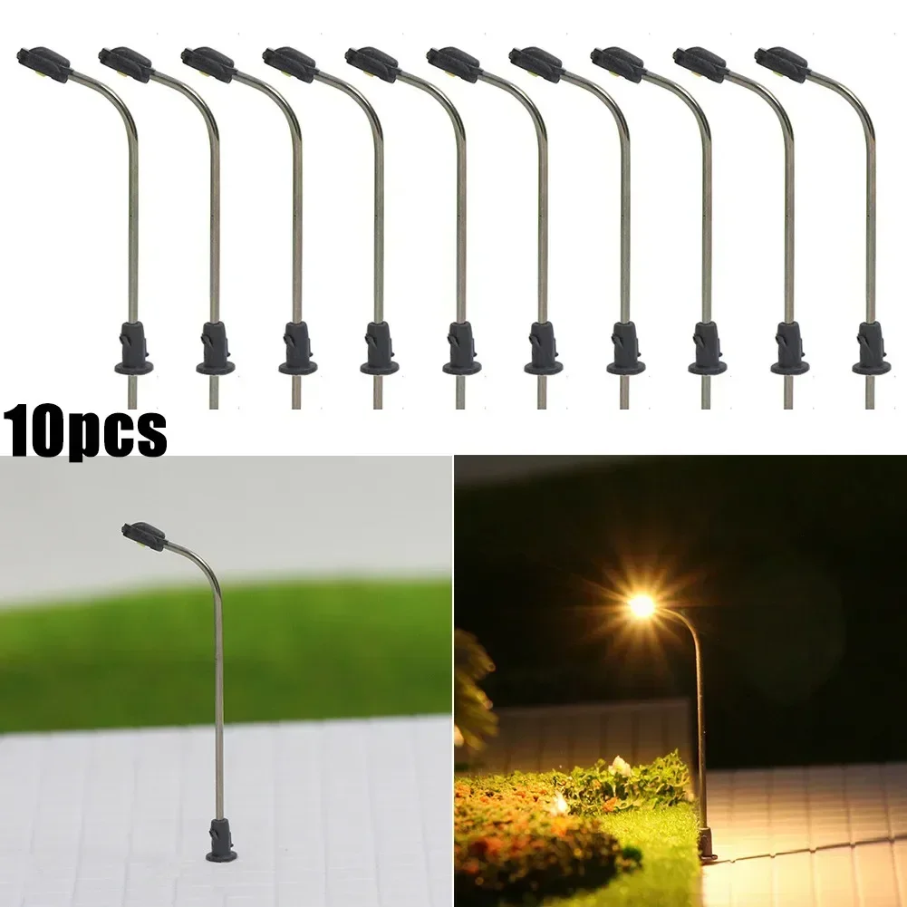 10pcs Warm White Model Street Lights Layout Lamppost Railway Train Garden Playground Scenery Led Lamp Lighting