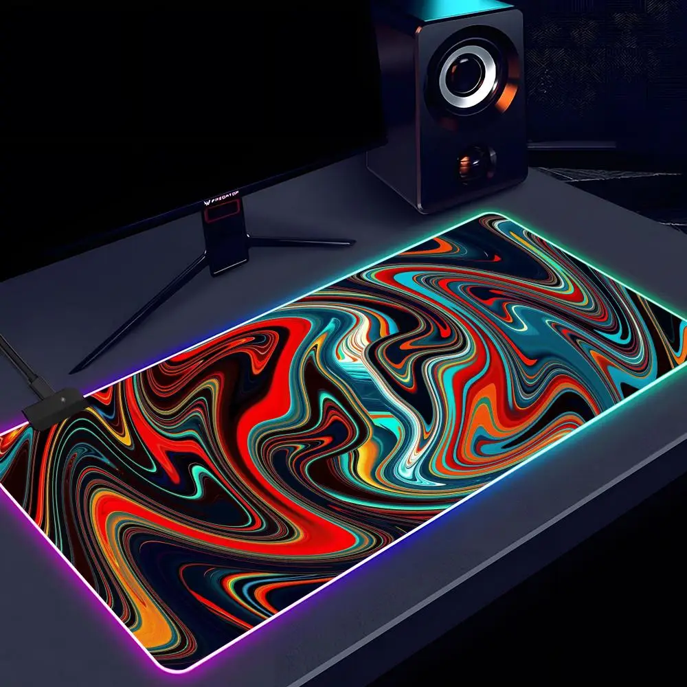 Abstract Strata Mouse Pad RGB luminous 1000X500mm large table mat non-slip extra large game office mouse pad