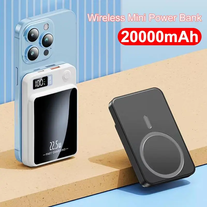 20000mAh Magnetic Qi Wireless Charger Power Bank 22.5W Fast Charging for Iphone 14 13 12 11 Samsung Huawei Powerbank