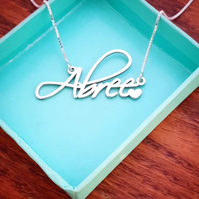 Custom Cursive Name Small Heart Necklace Pendant Stainless Steel Personalized Nameplate Choker Necklaces For Women Gifts