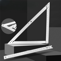 45 ° Folding Triangle Ruler Multifunctional Ruler Aluminium Alloy Large Triangular Ruler Woodworking Drawing Tool