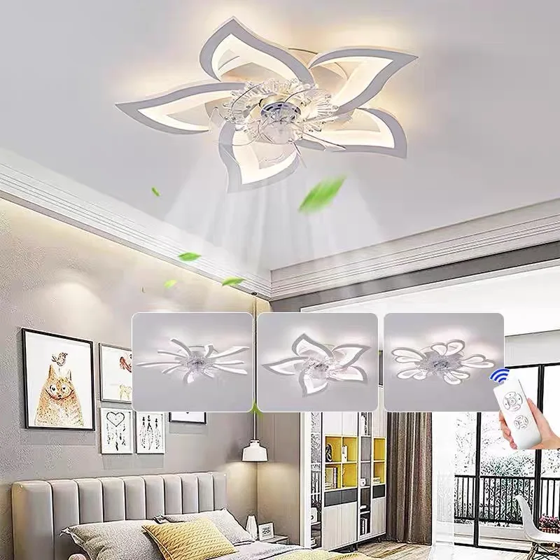 Modern Smart Ceiling Fan Bedroom Ceiling Fan With Light And Control Living Room Restaurant Indoor Decor LED Silent Ceiling Fan