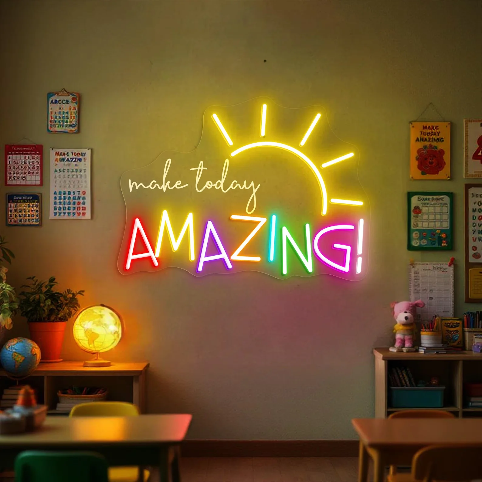Make Today Amazing Neon Sign,Motivational Neon Sign,Positive Quote Room Decor,Classroom Decor,Kids Wall Art,Custom Neon Sign