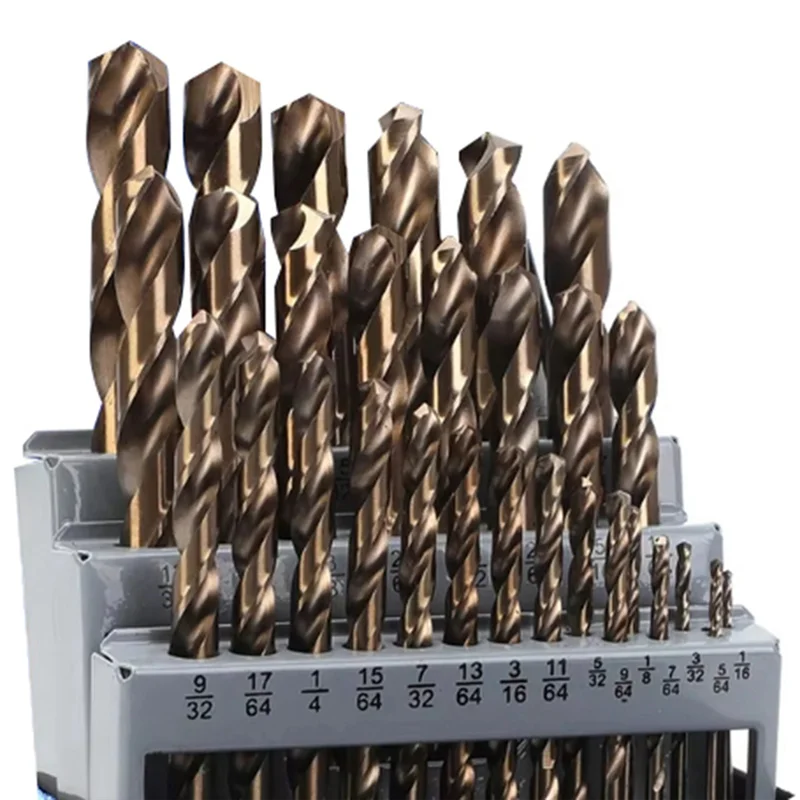 

A02F-Cobalt Drill Bits Set M35 High Speed Steel Twist Jobber Length For Hardened Metal, Stainless Steel, Cast Iron